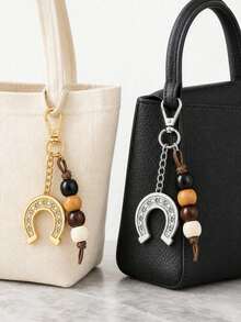 Western Cowboy Style Horseshoe Keychain, Fashionable Car Key Ring, Minimalist Lucky Charm Horseshoe Gold Keychain Creative Small Gift, Equestrian Theme Holiday Gift, Teacher's Day Gift, Y2K - Multicolor - View 5