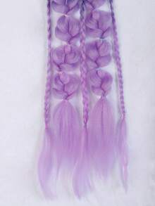 Ombre Gradient Bubble Braids Ponytail Hair Extension, Thin Side Braided Lantern Braid, Y2K Rave Festival Fake Hair Pieces With Elastic Hair Tie - Multicolor - View 6