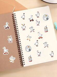 500Pcs Roll Cute Hand Drawn Silly Goose Vinyl Stickers, Funny White Goose Meme Mini Sealing Stickers, Sticker Roll For Gift Packaging Envelope Journal Water Bottle Laptop Phone Case Decor - White - View 6