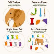 hoojojo 1 Set Of 7 Blind Mice Felt Storytelling Set, Colorful Mice And Elephant Storytelling Set, Interactive Reading Teaching Aid, Color Matching, Logical Thinking, Classroom Learning, Teacher Supplies - Multicolor - View 7