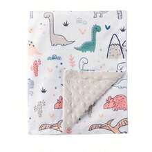 1pc Double Layer Baby Blanket, Bean Fleece Tactile Blanket, Stroller Blanket, Cute Animal Print, Bath Gift - Multicolor - View 8