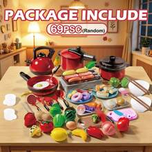 Children's Mini Pretend Play Kitchen Set, Red Realistic Pots And Pans Cookware And Simulated Food Vegetables, Educational Role-Play Cooking Toy For Boys And Girls 3+ Years Old, Birthday Gift - Multicolor - View 13