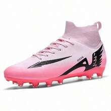 Men's Soccer Shoes New FG/TF Wear-Resistant Breathable PU Leather Artificial Turf Training & Match Football Shoes - Pink - View 9