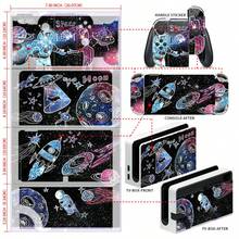 Astronaut Nebula Graffiti Stickers For Switch OLED Game Console Full Set Vinyl Skin Waterproof Scratch-Resistant Removable No Residue - View 7