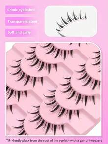 10/5 Pairs Anime Style Natural Cat Eye False Eyelashes, Cross-Style Thick Mink Fur False Eyelashes, Anime False Eyelashes, Eyelash Extensions Makeup Tool, Suitable For Party And Travel - Multicolor - View 3