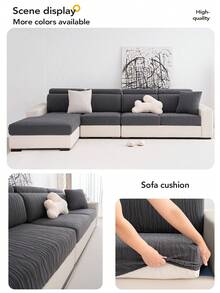 1 pièce Housse de canapé élastique jacquard anti-salissure toutes saisons, style moderne antidérapant anti-griffures de chat, protecteur de canapé universel quatre saisons, housse de canapé pour salon, convient aux canapés en L et 1/2/3/4 places, Halloween, Noël, automne, hiver - Texture écorce - Gris foncé - Voir 10