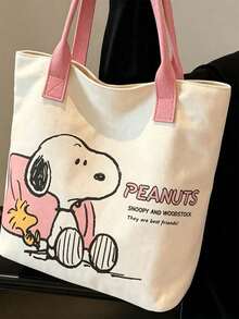 1件 Snoopy 肩背包，卡通動漫時尚多功能大容量手提包，適合購物、上學、旅行收納，也可作為生日、情人節、派對禮物，返校用品 - B - 查看 5