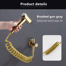 Gold Handheld Bidet Sprayer Set With Stainless Steel Angle Valve And 2m Flexible Hose, ABS Toilet Spray Gun For Bathroom Cleaning And Personal Hygiene - A - View 3