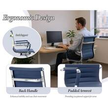 WAHSON OFFICE CHAIRS 8PCS PU Leather Office Chair Metal Frame Conference Chair For Meeting Room/Reception Area - 藍色八把 - 查看 5