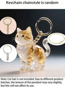 Transparent Cat-Shaped Memorial Pendant, Multiple Cute Cat Styles Available, Clear And Exquisite Shell, Can Store Pet Hair, Preserve Memories With Your Pet, Keychain, Can Be Hung On Bags, Keys, Suitable As Pet Memorial Gift - Multicolor - View 7