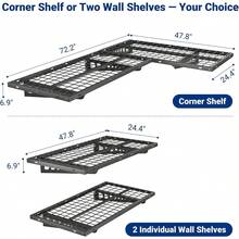 Two Pack Two By Four Foot Corner Wall Shelving Garage Storage Rack Heavy Duty Steel Corner Hanging Shelf Floating Organizer Rack Garage Workshop Black Set - Black - View 3