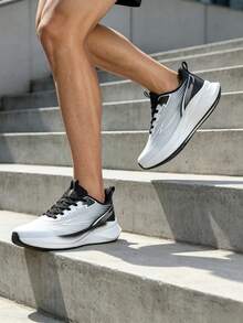 Men's Athletic Shoes, Breathable Fabric Upper And EVA Anti-Slip Sole, Fashionable Versatile Running Shoes, Suitable For All Seasons. - White and Black - View 10