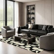 Latte&Fog Alfombras de 153 x 215 cm para Sala de Estar y Dormitorio,Moderna Abstracta Lavable, de Pelo bajo Antideslizante Estilo Boho para Sala de Estar, Oficina, Dormitorio(Negro 5x7ft) - Albaricoque - Ver 9