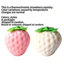 1pc Large UV Color-Changing Strawberry Squeeze Toy, Scented Slow Rebound Soft Stress Relief Toy, Cute Fruit Decompression Toy, Girls Children Birthday Christmas Halloween Party Favor Gift Bag Filler Decoration Gift - Multicolor - View 5