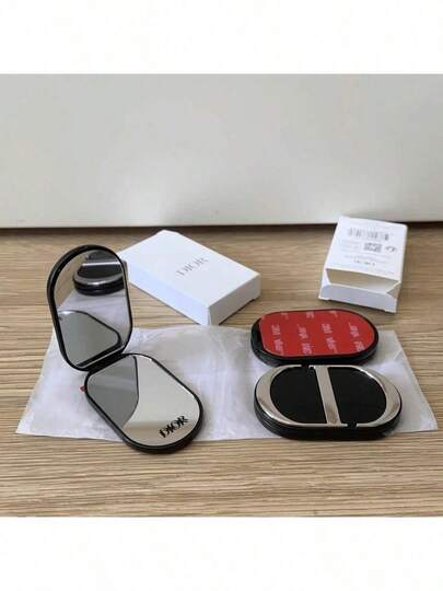 Espejo de maquillaje portátil y plegable Dior con función de soporte adhesivo para teléfono, mini espejo de bolsillo para retoques sobre la marcha, adhesivo fuerte que no se cae fácilmente DIOR‑GIFT‑43