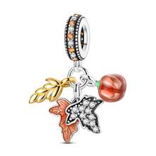 1 Pc 18K Gold Plated Autumn Maple Leaf Wheat Acorn Sunflower Series Charm Fit Bracelet For Diy Jewelry Making, Ideal Choice For Women Jewelry Gift - Gold Or Silver - View 21