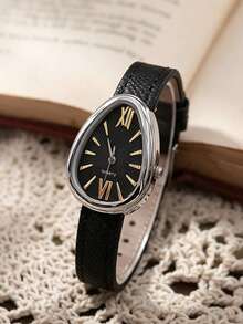 1pc Fashion Women's Quartz Watch, Exquisite Versatile Snake-Shaped Roman Numeral Dial Alloy Watch Face, Classic Vintage Style, Suitable For Parties, Holidays, Gatherings, Weddings And Daily Wear. It's The Perfect Gift For Women During Back To School Season, Graduation Season And Thanksgiving. - Black - View 4