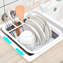1pc Collapsible Dish Drying Rack,Foldable Kitchen Sink Drain Basket Space Saving Tableware Storage Organizer For Home RV Camping Travel Trailer Motorhome Kitchen Essentials. - Multicolor - View 3
