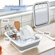1pc Collapsible Dish Drying Rack,Foldable Kitchen Sink Drain Basket Space Saving Tableware Storage Organizer For Home RV Camping Travel Trailer Motorhome Kitchen Essentials. - Multicolor - View 1