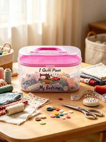 Handicraft And Sewing Tool Storage. Craft Storage Container Sewing Supplies Storage Rack Double-Wall Bucket Rotating Handle Gift Box Portable Basic Sewing Repair Kit. Sewing Tool Bag Tool Box, Sewing Box Needle Thread Tape Measure Scissors Thimble Tool Bag Tool, Suitable For Children, Adults, Travel, Home Repair (Pink). - Pink - View 6