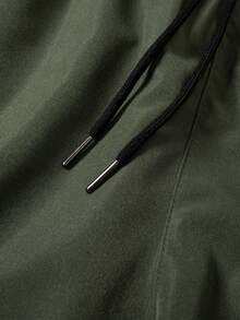 男士直筒工裝褲，抽繩腰鬆弛版型，街頭風 - 軍綠色 - 查看 2