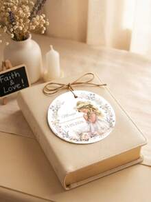 Etiquetas personalizadas para recuerdos de Primera Comunión, etiquetas redondas colgantes con nombre, fecha y diseño floral, etiquetas de regalo para ceremonia religiosa, etiquetas de recuerdo de comunión para niña - Multicolor - Ver 6