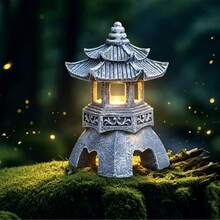 1PC Acrylic Printed Chinese Style Stone Pagoda Lamp Tip Craft Ornament, Easter Thanksgiving Valentine's Day Gift - A - View 3