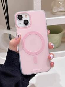 Compatible With Apple 17 Pro Max Phone Case 16 Solid Color Macaron Magnetic 13 Minimalist Niche 12 Ins New Style 14 Influencer Couple 12 Pro Wireless Charging 15 Super Popular Phone Cover - Pink - View 1