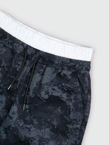 Men's Spring/Autumn Colorblock Camouflage Straight Leg Loose Fit Commuter Fitness Jogging Versatile 2 In 1 Sports Long Pants - Dusty Blue - View 6