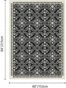 Latte&Fog Alfombras de 153 x 215 cm para Sala de Estar y Dormitorio,Moderna Abstracta Lavable, de Pelo bajo Antideslizante Estilo Boho para Sala de Estar, Oficina, Dormitorio(Negro 5x7ft) - Plateado - Ver 3