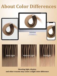 JIAMEISI Remy Human Hair Tape-In Extensions, Gradient Medium Brown To Beige Gold, 20pcs/Pack, Seamless Hair Extensions For Women - S4/18 - View 8