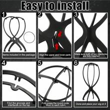 مجموعة 9 قطع من أدوات الشعر المستعار: 2 حامل رأس الشعر المستعار مع 2 فرشاة ومشط للشعر المستعار، 2 شبكة شعر، 1 شريط قبضة، 2 مشبك، مجموعة للاستخدام في السفر والمنزل - مشاهدة 3