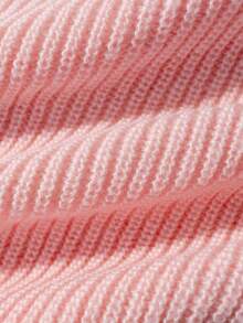 Girls' Sweet Round Neck Long Sleeve Knit Sweater With 3D Plush Bow Decor, Chunky Ribbed Texture, Casual Versatile Pullover For Daily Wear And School, Spring/Autumn/Winter - Pink - View 8