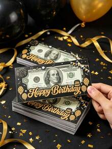 12个装黑金主题生日派对礼品袋、生日现金礼包、生日派对回礼袋、现金礼盒、婴儿派对生日礼物包装袋、生日红包、一周年纪念日礼物包装用品、生日贺卡、生日礼物标签、生日派对装饰品 - 黑金生日 - 查看 3