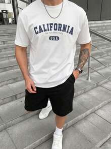 Men T-Shirt Co-Ords - White - View 1