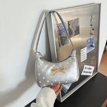 Fashion Polka Dot Underarm Bag For Girl, New Gentle Bow Crescent Moon Small Bag, Versatile Commute Shoulder Handbag, Suitable For Daily Use - A - View 10