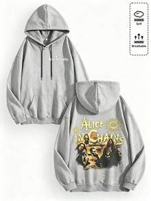 Unisex Y2K "Alice In Chains - Misfit Rock Band" Graphic Cotton Hoodie, Retro Casual Fashionable Daily Soft Warm Hoodies For Streetwear - 淺灰色1 - 查看 7