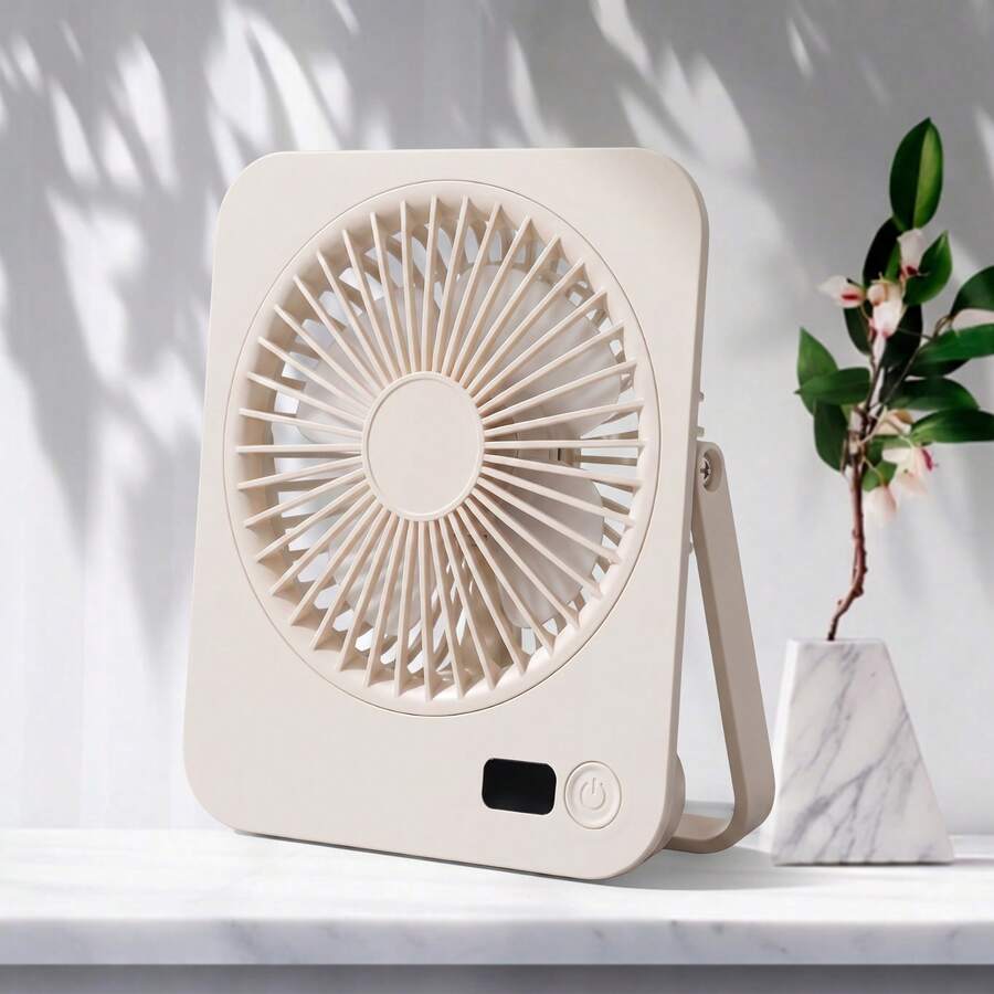 GICOOK 1200mAh Portable USB Plug-In Desktop Fan, Ultra-Quiet Adjustable 180° Folding Design, Suitable For Home Office Travel, Multi-Functional Cooling Device, Lightweight Cooling Fan Electric Fan Hobby Small Fan Mini Fan - White - View 1