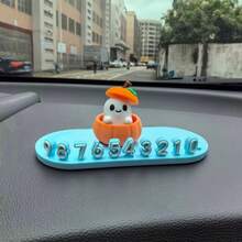 Nueva Alfombra Antideslizante Numerada de Halloween + Base de Calabaza + Sombrero de Fantasma Adorno Creativo DIY para Tablero de Coche de Halloween Decoración de Elfo de Calabaza Bienvenida Halloween con tu Coche - Set de 3 piezas de fantasma - Ver 3