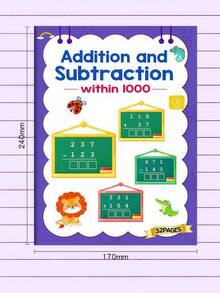 1 pieza Cuaderno de matemáticas de 3 dígitos, suma y resta hasta 1000, problemas aritméticos divertidos para estudiantes de primaria, libro de práctica cronometrada para el hogar, el aula y después de la escuela, cuaderno de matemáticas de primaria, suma y resta hasta 1000, uso educativo, cuaderno de práctica de matemáticas verticales para niños, hoja de trabajo de entrenamiento de habilidades matemáticas tempranas, adecuado para el currículo de 1er y 2do grado, incluyendo niños que aprenden aritmética matemática, hogar, aula escolar, cuaderno esencial de aritmética para la temporada de regreso a la escuela, primera opción de regalo para fiestas, Año Nuevo y cumpleaños - Multicolor - Ver 4