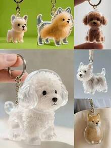 Pet Hair Memorial Keychain, Pet Breed Design - Transparent Pet Hair Storage Box, Can Be Used As Memorial Dog Breed Keychain, Multi-Functional Pet Memorial Pendant, Hair Memorial Storage Box, Pet Hair Preservation Memorial - Ideal Choice To Cherish Your Beloved Pet - Pet Accessories - Unique Personalized Pet Accessories - Multicolor - View 1