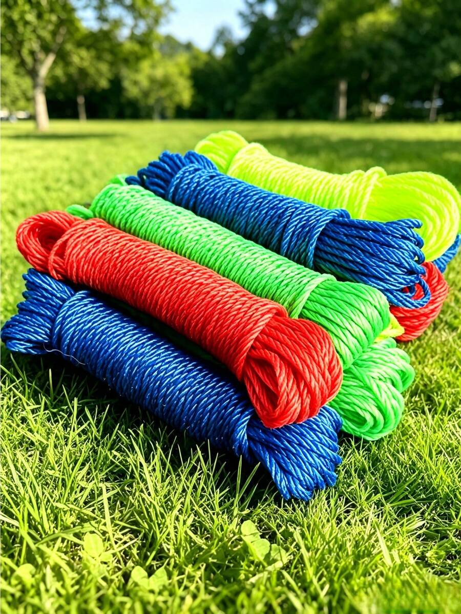 4pcs Random Color 10m Nylon Clothesline, Colorful Nylon Rope For Drying And Bundling, Outdoor Clothesline For Drying Blankets, Wear-Resistant Braided Nylon Rope, Suitable For Outdoor Camping, Clothes Drying, Packing And Tent Fixing, Multi-Functional Practical Rope, Heavy Duty Household Binding, Multi-Functional Binding Rope, Outdoor Camping Tent Fixing Rope, Household Clothesline For Drying Clothes - Multicolor - View 1
