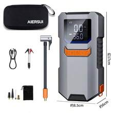 4*1500mAh Large Capacity Battery, Portable Car Jump Starter With Air Pump - 12V Battery Starter, LED Lighting, Fast Charging USB Output, Multiple Protections, Includes Jump Cables, Air Pump And Car Adapter - Wireless - View 16