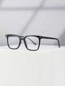 1 PC Men's Classic Square Glasses Frame Clear Lens Lightweight PC Frame Casual Versatile Perfect For Daily Commuting Ofice Outfits With Glasses Box - Multicolor - View 3
