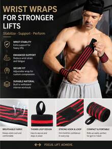 1 Pair Adjustable Wrist Wraps, Wrist And Arm Sprain Prevention, Unisex, Suitable For Strength Training, Weightlifting, Heavy Stretching - Weightlifting Wristbands - View 4