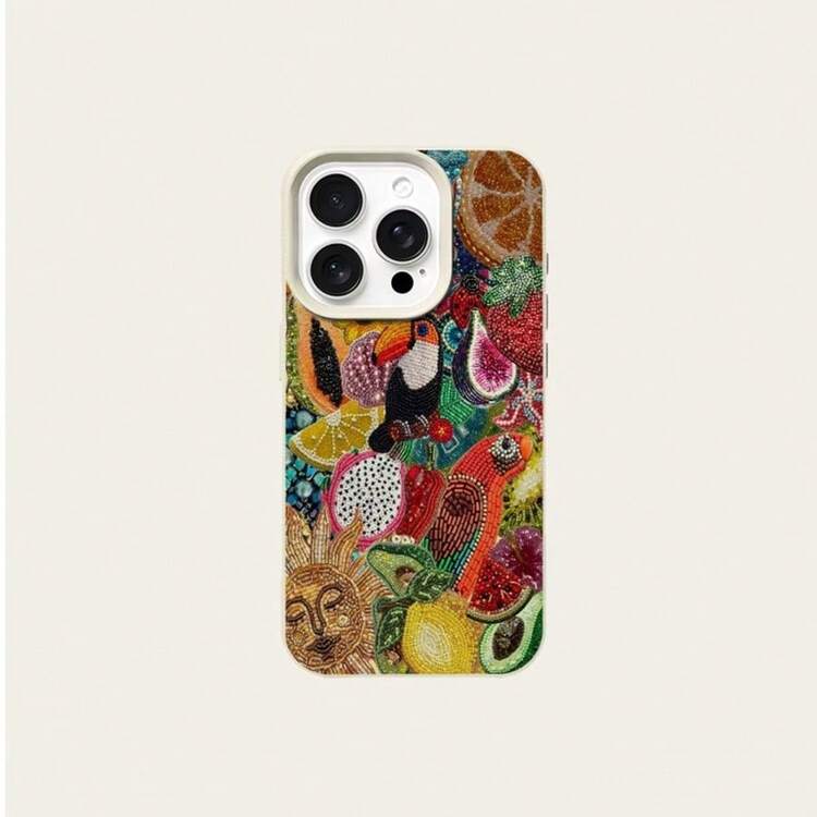 Evil Eye Beaded Pattern Printed Transparent Phone Case, Fruit Floral Lucky Charm Pattern Printed Anti-Drop Protective Cover Compatible With IPhone 13/11/17/17pro, Compatible With Samsung Galaxy/A54/A14/A12/A13 Waterproof Anti-Drop Anti-Scratch Durable Summer Gift Party - Multicolor - View 4