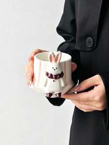 1pc Sunny Garden 3D Bear/Rabbit Hand-Held Mug, Luxury Exquisite Handmade Art Mug, Couple Cup, Creative Design Coffee Cup, Unisex Cup, Fun Cup, Perfect Gift - Multicolor - View 11