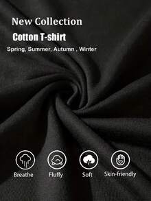 Casual Cotton T-Shirt For All Seasons With A Blue Sardine Pattern On An Orange Striped Background, Featuring A Round Neck And Short Sleeves. - White - View 4