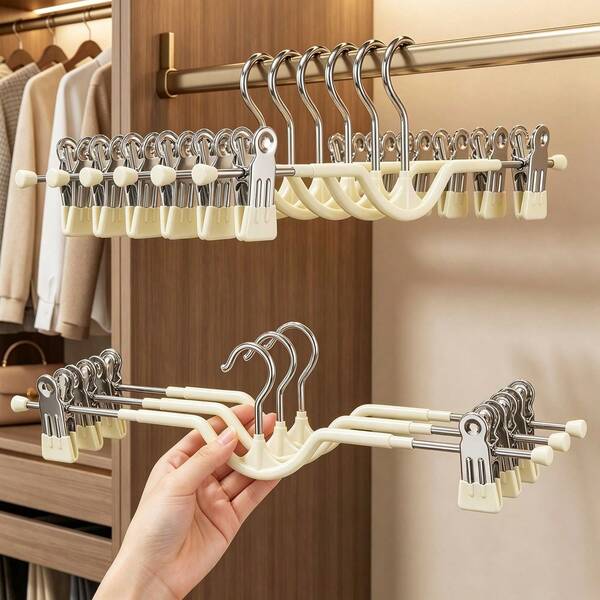 10pcs Short Collar Clips, Suitable For Pants, Home Use, Seamless, Pants Hanger With Clips, Short Collar Clips Also Suitable For Skirts, Customized Pants Hanger