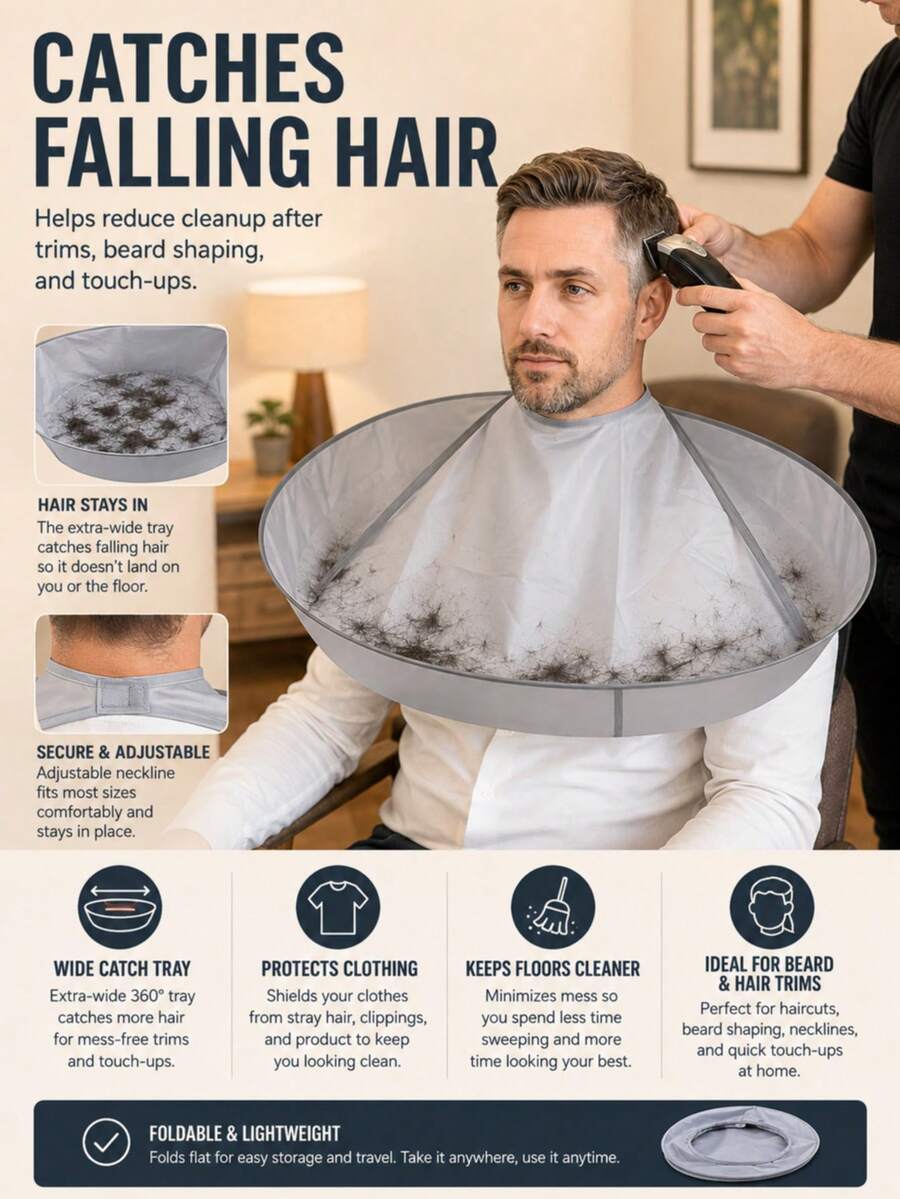 Adjustable Haircutting Cape, Foldable Haircutting Umbrella Cape, Suitable For Salon And Home Use, Unisex For Adults - Multicolor - View 1